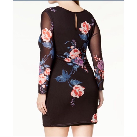 Say What? Black floral print bodycon dress - Picture 4 of 7